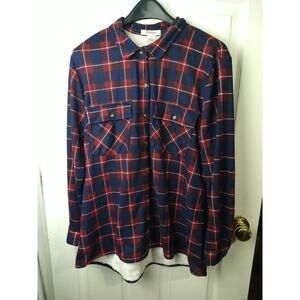 Love Potion Woman 1X Shirt Plaid Fleece Back Lined Long Sleeve Collared...